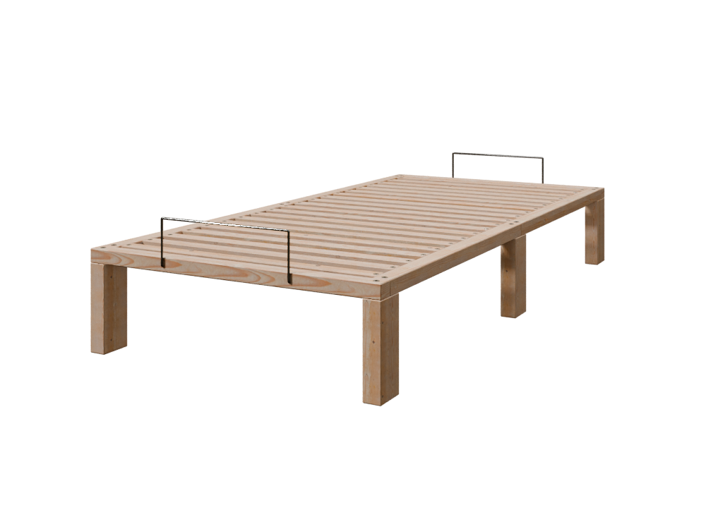 Kiefer massiv Holzbett Gigapur G56, naturbelassen, inkl. Lattenrost und Matratzenbügeln, Länge 200 cm 