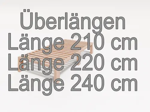 Artikelbild des Artikels “Überlänge  Kiefer massiv Holzbett Gigapur G56, naturbelassen, inkl. Lattenrost und Matratzenbügeln “