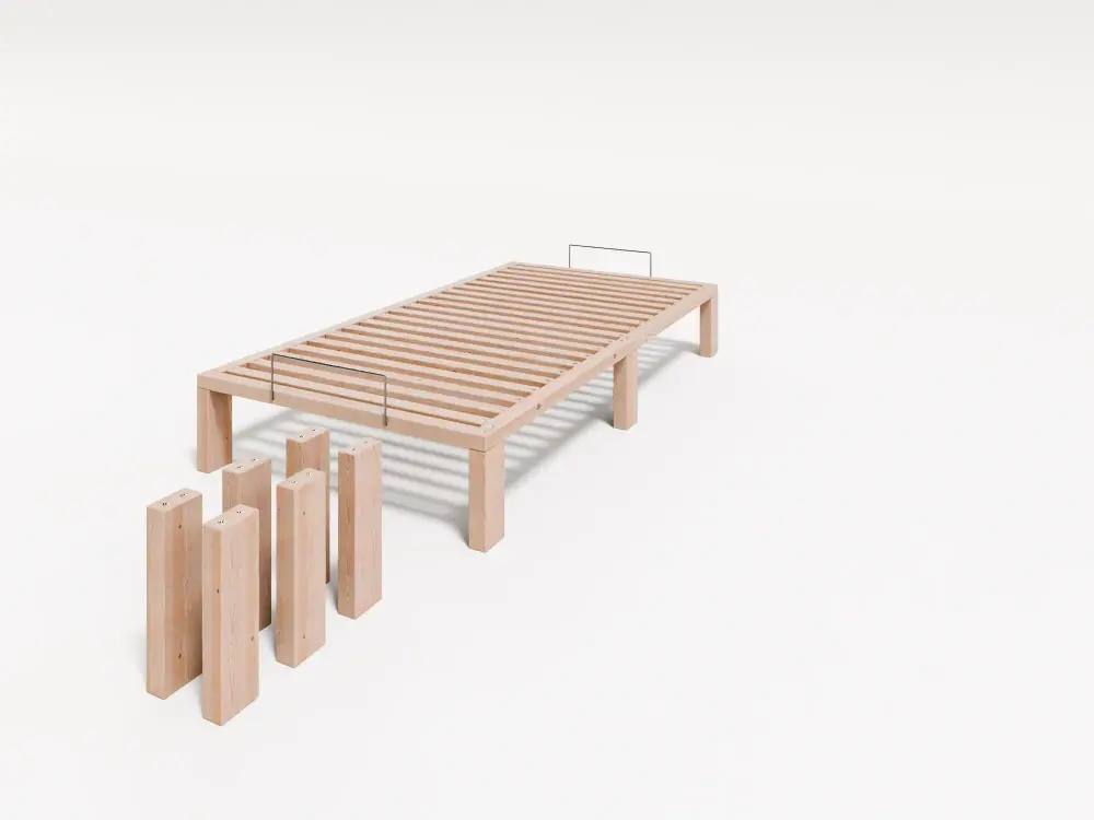 Artikelbild 2 des Artikels “Gigapur G56 Holzbett 100x200 cm | Kiefer massiv naturbelassen | Mit 2 Fuß-Sets (25 cm & 36 cm Komforthöhe) | Flexibles Seniorenbett & Stauraumbett | Inkl. Lattenrost 200 | 100 | Fuß 36cm Rahmen 4cm Gesamt 40cm“
