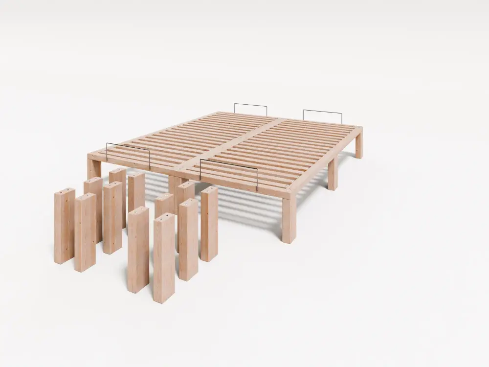 Artikelbild 2 des Artikels “Gigapur G56 Doppelbett 160x200 cm | Kiefer massiv naturbelassen | Mit 2x Fuß-Set (25 cm & 36 cm Komforthöhe) | Flexibles Seniorenbett & Stauraumbett  200 | 160 | Fuß 36cm Rahmen 4cm Gesamt 40cm“