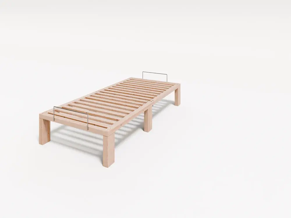 Artikelbild 2 des Artikels “Sondermaß 180 cm Länge, Kiefer massiv Holzbett Gigapur G56, naturbelassen, mit Standardfuß 25 cm Höhe, inkl. Lattenrost und Matratzenbügeln, Liegefläche 80x180cm best. aus 1x 80 x 200 cm und 1x Umbauset 180 cm  180 | 80 | Fuß 25cm Rahmen 4cm Gesamt 29cm“
