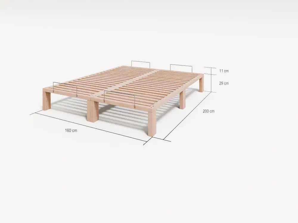 Artikelbild 3 des Artikels “Gigapur G56 Massivholzbett 160x200 cm | Doppelbett Kiefer massiv naturbelassen | Inkl. Lattenrost & Matratzenbügel | Fußhöhe 25 cm  200 | 160 | Fuß 25cm Rahmen 4cm Gesamt 29cm“