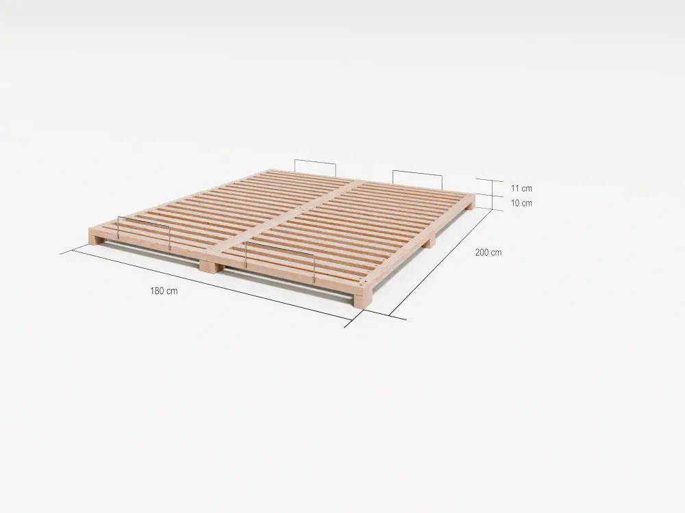 Artikelbild 3 des Artikels “Gigapur G56 Doppelbett 180x200 cm | Kiefer massiv naturbelassen | Mit 2x Fuß-Set (25 cm & 6 cm Montessori-Höhe) | Flexibles Bodenbett & Kleinkindbett 200 | 180 | Fuß 6cm Rahmen 4cm Gesamt 10cm“