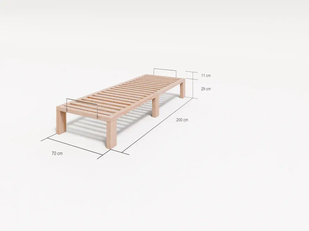 Artikelbild 3 des Artikels “Massivholzbett Gigapur G56 Kiefer naturbelassen | 70x200 cm | Komplettset mit Lattenrost | Höhe 29 cm 200 | 70 | Fuß 25cm Rahmen 4cm Gesamt 29cm“