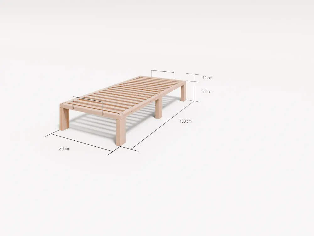 Artikelbild 3 des Artikels “Sondermaß 180 cm Länge, Kiefer massiv Holzbett Gigapur G56, naturbelassen, mit Standardfuß 25 cm Höhe, inkl. Lattenrost und Matratzenbügeln, Liegefläche 80x180cm best. aus 1x 80 x 200 cm und 1x Umbauset 180 cm  180 | 80 | Fuß 25cm Rahmen 4cm Gesamt 29cm“