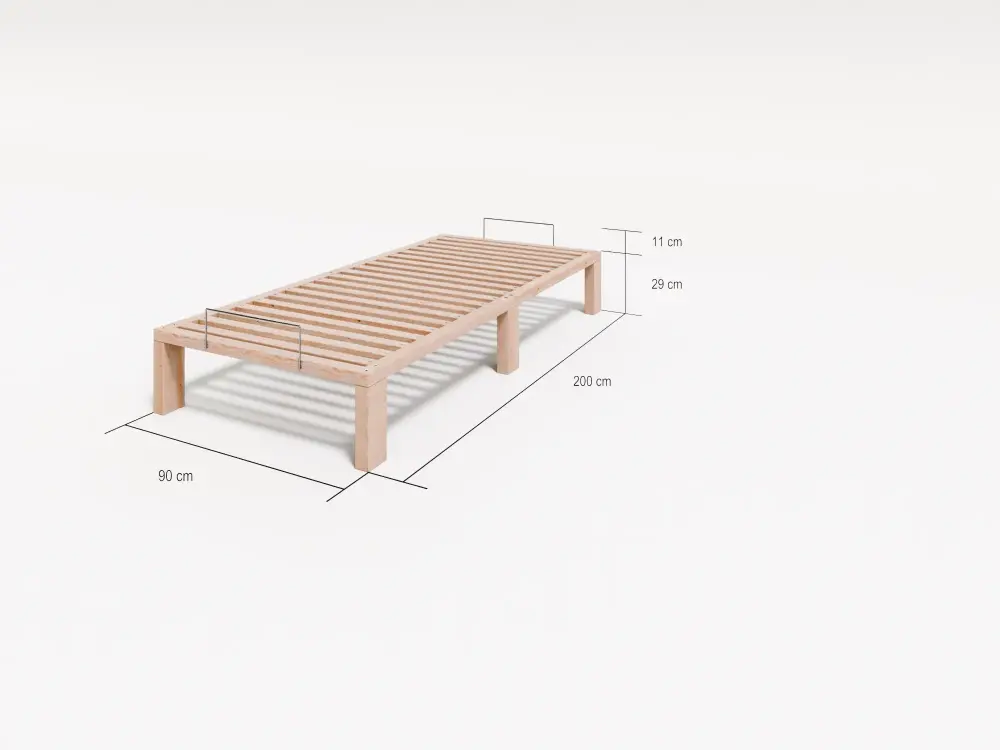 Artikelbild 3 des Artikels “Massivholzbett Gigapur G56 Kiefer naturbelassen | 90x200 cm | Komplettset mit Lattenrost | Höhe 29 cm 200 | 90 | Fuß 25cm Rahmen 4cm Gesamt 29cm“