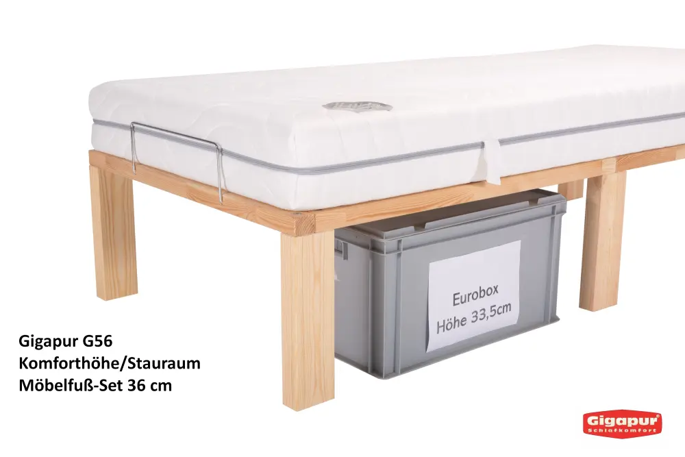 Artikelbild 4 des Artikels “Gigapur G56 Komforthöhe/Stauraum Möbelfuß-Set best. aus 6 Füßen, Höhe 36 cm, für Gigapur G56 Einzelbett. Nachrüstbar/Umbaubar “